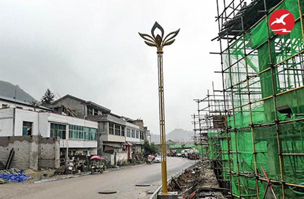 正翔照明顺利安装贵州双凤镇四里牌村LED玉兰灯项目